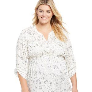 2X Motherhood Maternity White Plus Size Blouse